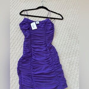 Elegant Purple Ruched bodycon Dress NWT Medium